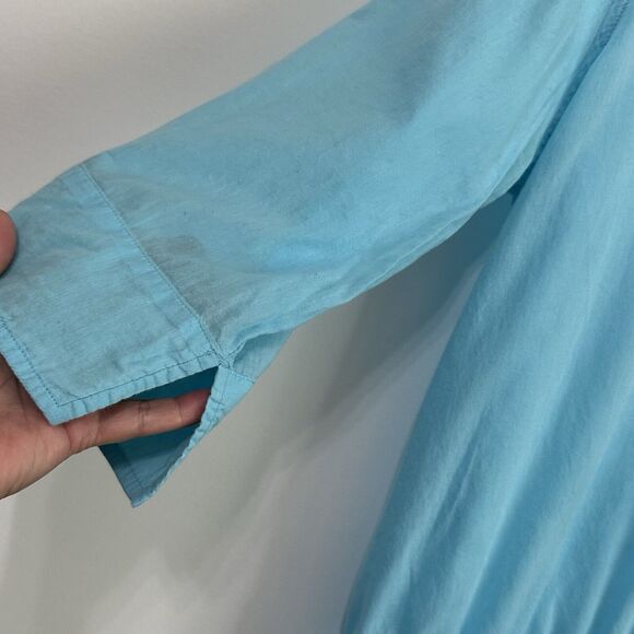 Lands End Swim Cover Up Tunic Aqua M Lightweight Embroidered Beachy Pool Boho - Picture 5 of 12